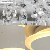 Modern Flush Ceiling Light With Crystal Accent - 16’/23.5’ Round Metal White Led Fixture
