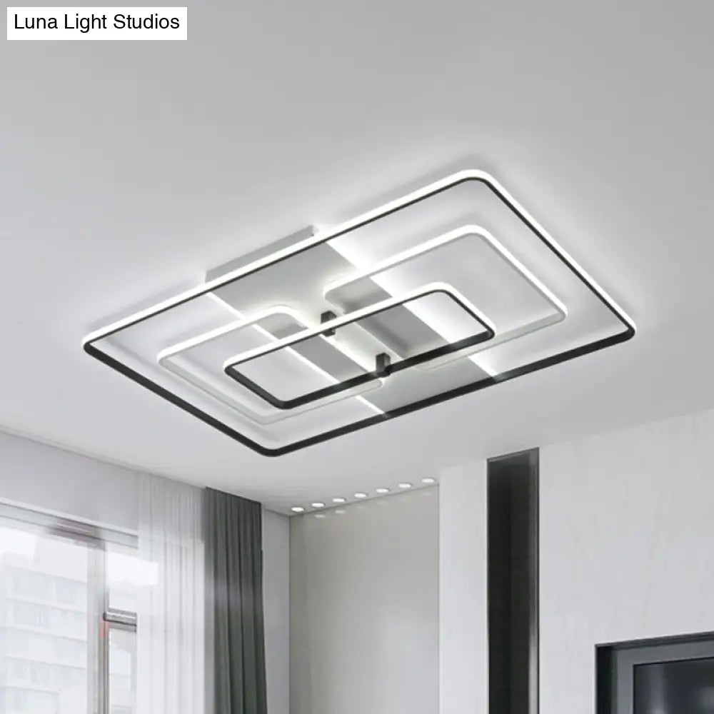 Modern Flush Mount Acrylic Frame With Led Lighting - Rectangle White/Black Warm/White Light