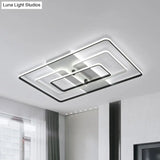Modern Flush Mount Acrylic Frame With Led Lighting - Rectangle White/Black Warm/White Light