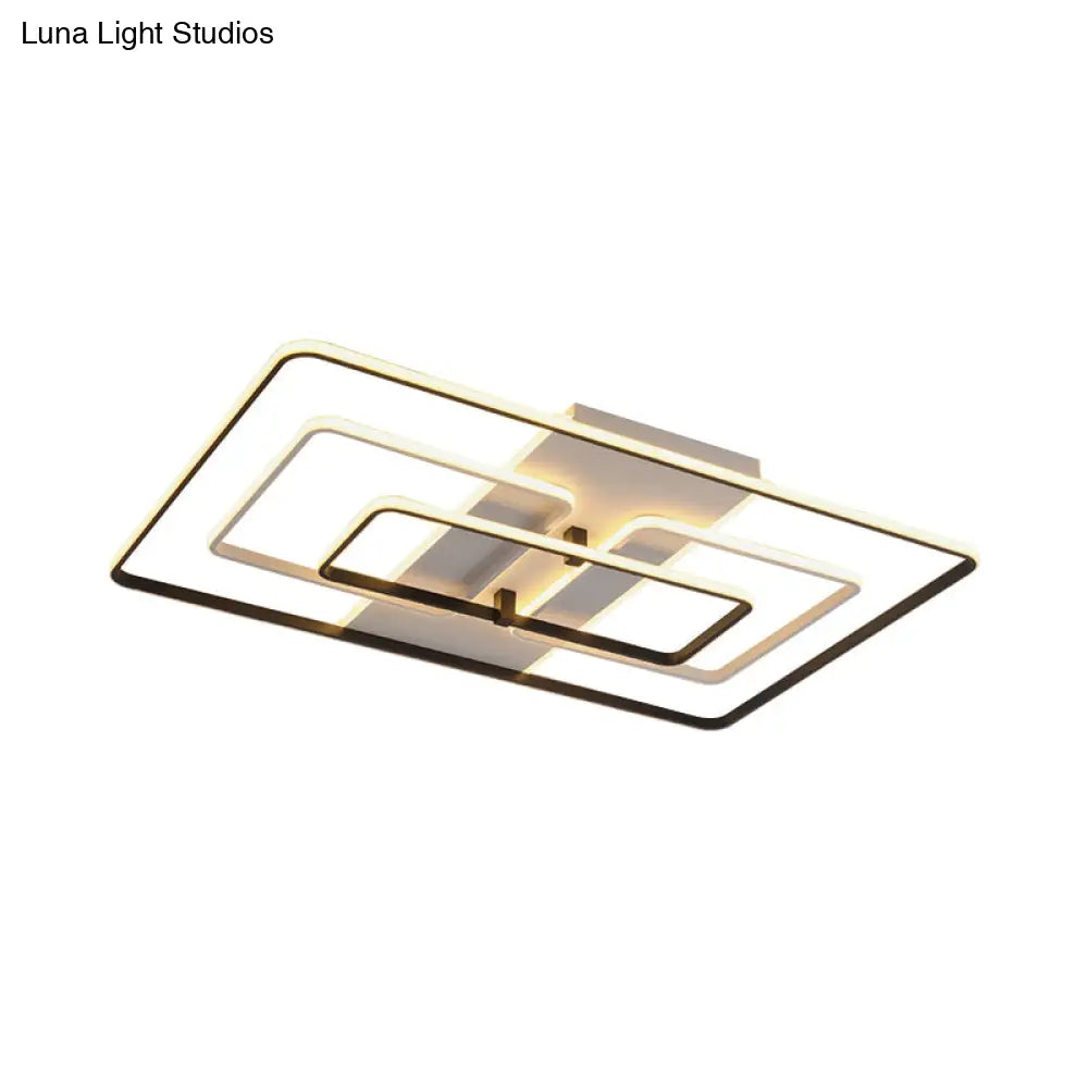 Modern Flush Mount Acrylic Frame With Led Lighting - Rectangle White/Black Warm/White Light