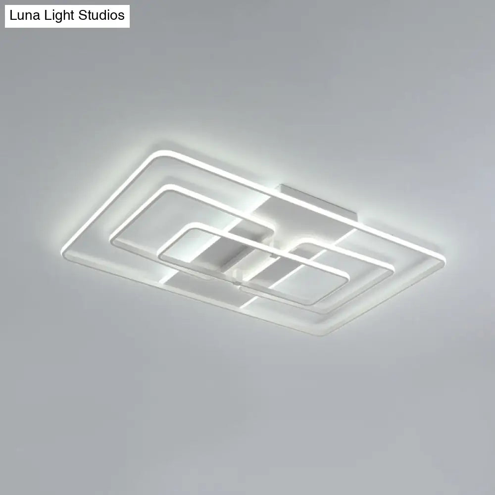 Modern Flush Mount Acrylic Frame With Led Lighting - Rectangle White/Black Warm/White Light