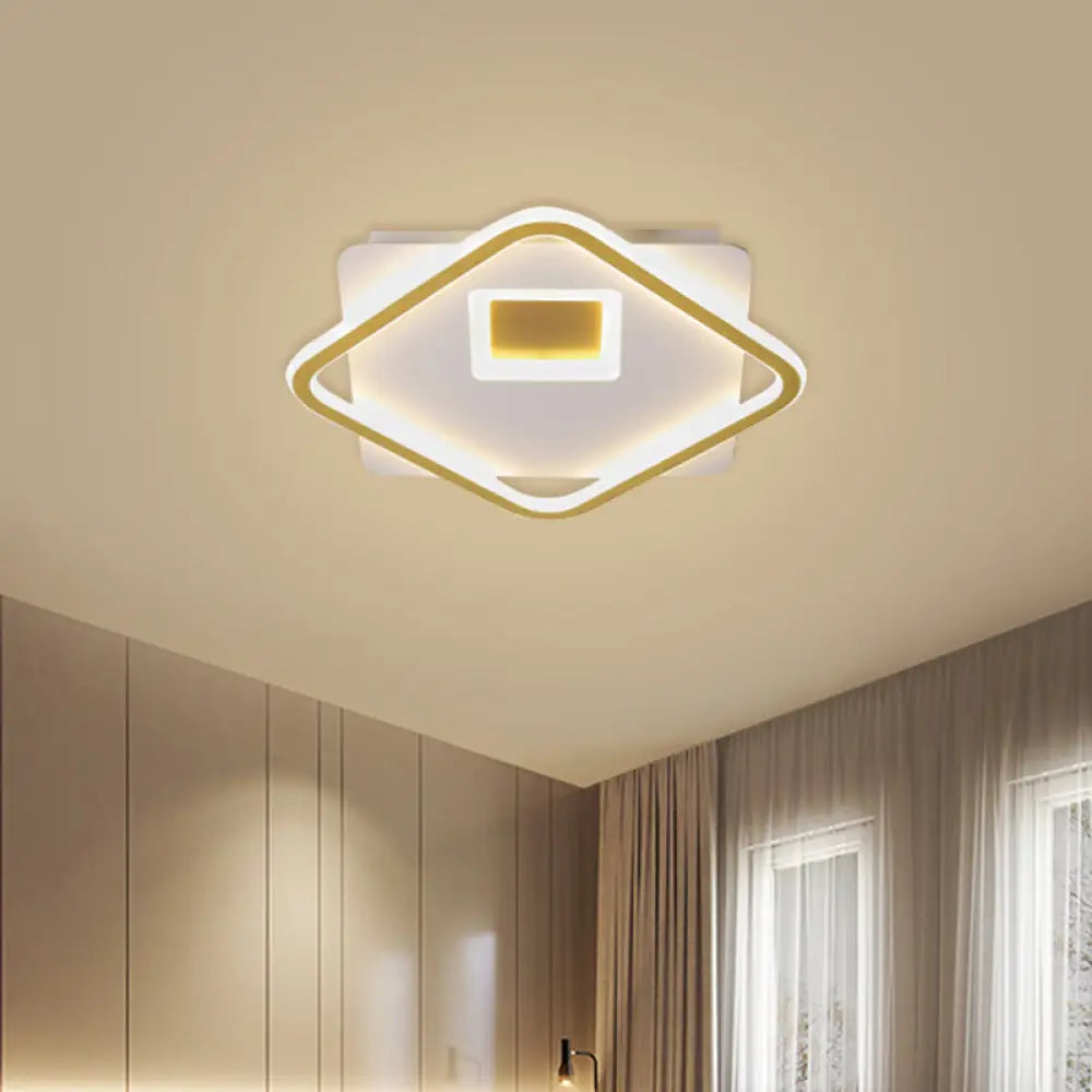 Modern Flush Mount Ceiling Light Fixture In Gold With Acrylic Led 16.5/20.5 Width