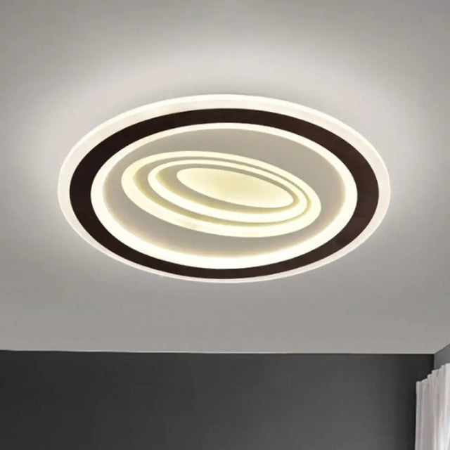 Modern Flush Mount Ceiling Light With Acrylic Led Black & White 3-Gear Settings Black-White