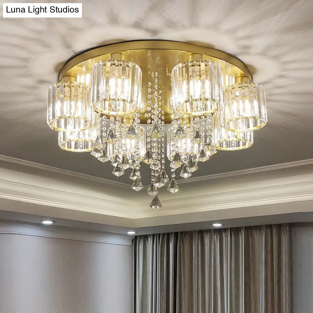 Modern Flush Mount Crystal Ceiling Light For Living Room