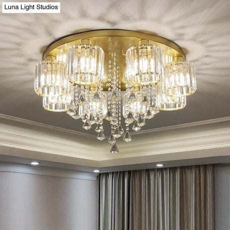 Modern Flush Mount Crystal Ceiling Light For Living Room