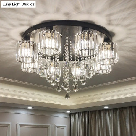 Modern Flush Mount Crystal Ceiling Light For Living Room