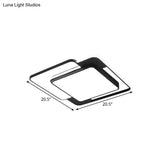 Modern Flush Mount Geometry Led Light Fixture Black Metallic Lamp (16.5’/20.5’/24.5’ Width)