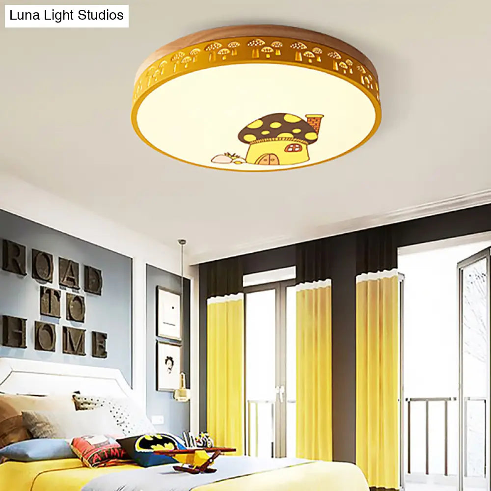 Modern Flush Mount Kindergarten Ceiling Light Fixture Yellow / 12 White