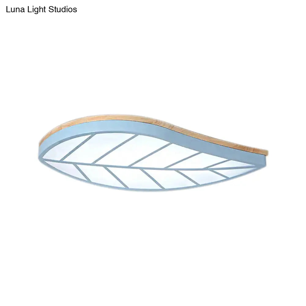 Modern Flush Mount Leaf Ceiling Lamp For Child’s Bedroom With Undertint Finish