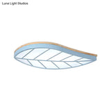 Modern Flush Mount Leaf Ceiling Lamp For Child’s Bedroom With Undertint Finish