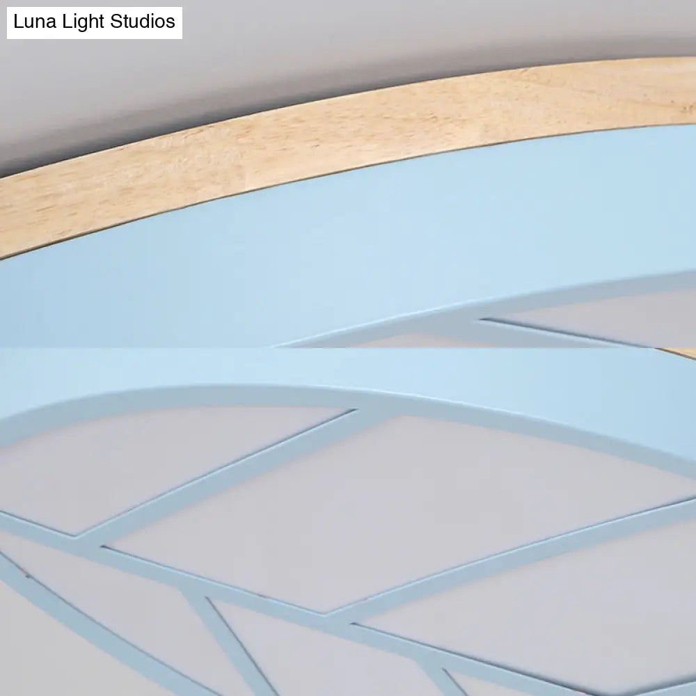 Modern Flush Mount Leaf Ceiling Lamp For Child’s Bedroom With Undertint Finish