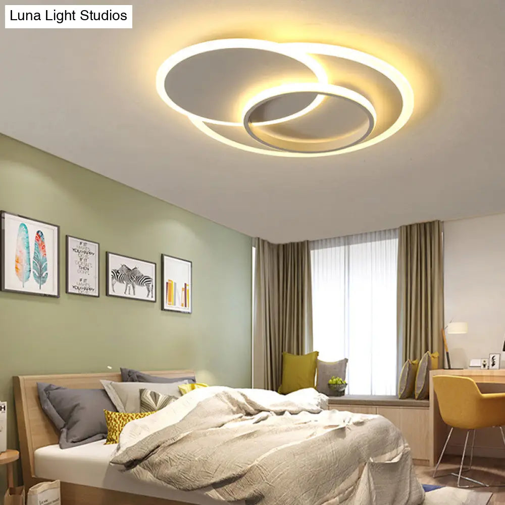 Modern Flush Mount Led Ceiling Lamp For Bedrooms - 19’/23’ Wide Stepless Dimming Remote Control
