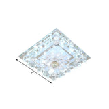 Modern Flush Mount Led Ceiling Light With Clear Crystal Square Design And Scalloped Shade In