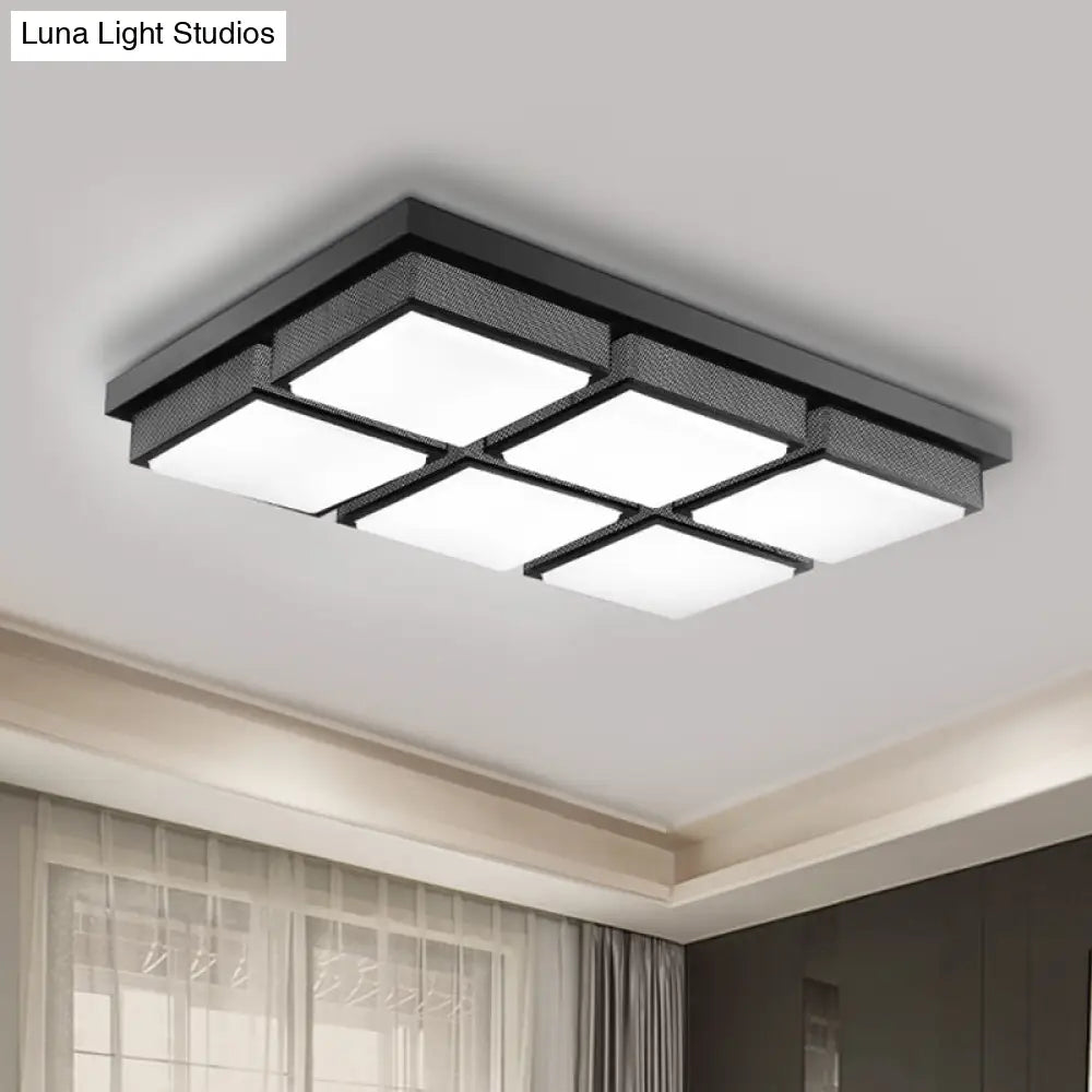 Modern Flush Mount Light With Acrylic Panels - Black/White 6/9 Lights Warm/White Living Room
