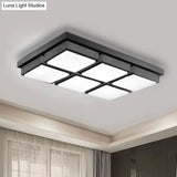 Modern Flush Mount Light With Acrylic Panels - Black/White 6/9 Lights Warm/White Living Room