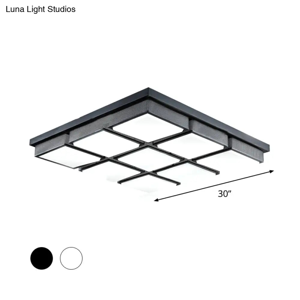 Modern Flush Mount Light With Acrylic Panels - Black/White 6/9 Lights Warm/White Living Room