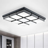 Modern Flush Mount Light With Acrylic Panels - Black/White 6/9 Lights Warm/White Living Room