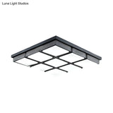 Modern Flush Mount Light With Acrylic Panels - Black/White 6/9 Lights Warm/White Living Room