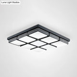 Modern Flush Mount Light With Acrylic Panels - Black/White 6/9 Lights Warm/White Living Room