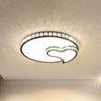 Modern Flushmount Black Led Ceiling Light With Heart Designs And Faceted Crystals