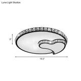 Modern Flushmount Black Led Ceiling Light With Heart Designs And Faceted Crystals