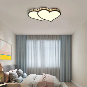 Modern Flushmount Ceiling Light With Crystal Accents And Frosted Diffuser - Black/Gold Led 3 Color
