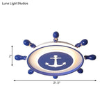 Modern Flushmount Led Ceiling Light For Children’s Rooms - Blue Acrylic With Warm/White