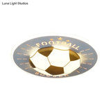 Modern Football Led Flush Mount Light Fixture In White/Blue For Bedrooms