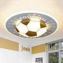 Modern Football Led Flush Mount Light Fixture In White/Blue For Bedrooms White