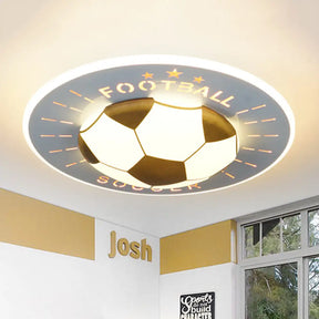 Modern Football Led Flush Mount Light Fixture In White/Blue For Bedrooms White