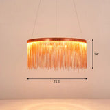 Modern Fringed Round Ceiling Pendant Light For Living Room Rose Gold / 23.5’’
