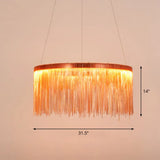 Modern Fringed Round Ceiling Pendant Light For Living Room Rose Gold / 31.5’’