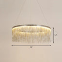 Modern Fringed Round Ceiling Pendant Light For Living Room Silver / 16’’