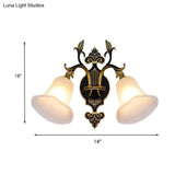 Modern Frosted Glass & Gold 1/2-Light Wall Sconce With Curved Arm For Foyer