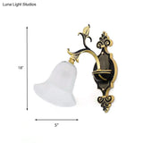 Modern Frosted Glass & Gold 1/2-Light Wall Sconce With Curved Arm For Foyer
