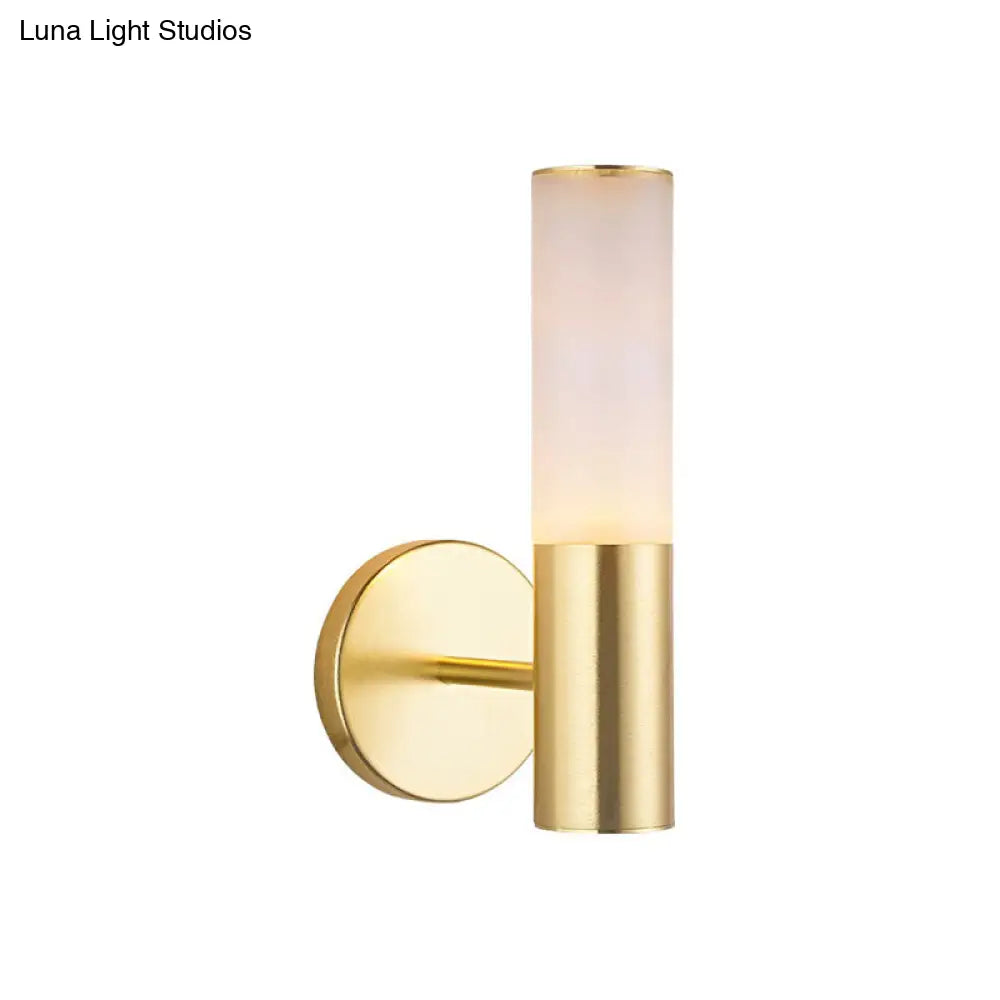 Modern Frosted Glass Wall Lamp With Gold Led