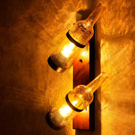 Modern Frosted White/Yellow Crackle Glass Wall Lamp For Bedroom Bathroom Or Warehouse 2 / Yellow