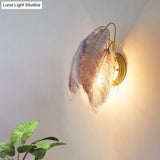 Modern Furry Goose Feather Wall Lamp - Sleek Single-Bulb Sconce Light For Living Room (Grey/White)
