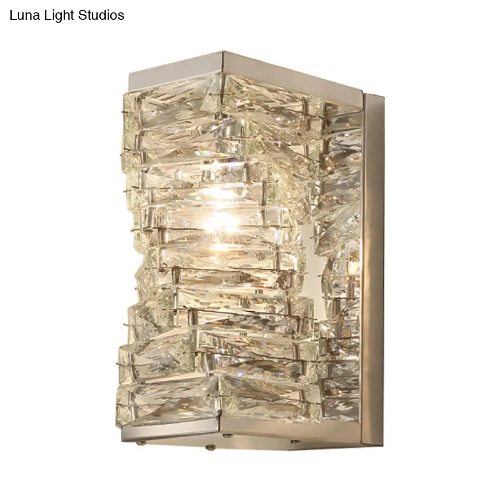 Modern Geometric Clear Crystal Led Wall Sconce - 1 Bulb Living Room Lighting Fixture