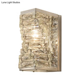 Modern Geometric Clear Crystal Led Wall Sconce - 1 Bulb Living Room Lighting Fixture