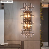 Modern Geometric Crystal Wall Light Fixture - 4-Light Sconce In Black For Bedroom