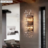 Modern Geometric Crystal Wall Light Fixture - 4-Light Sconce In Black For Bedroom