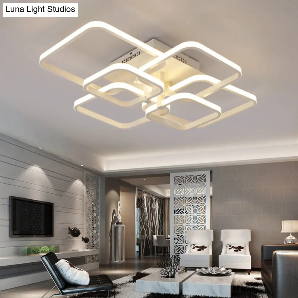 Modern Geometric Flush Light Acrylic Led Ceiling - 4/6/8 Lights Warm/White