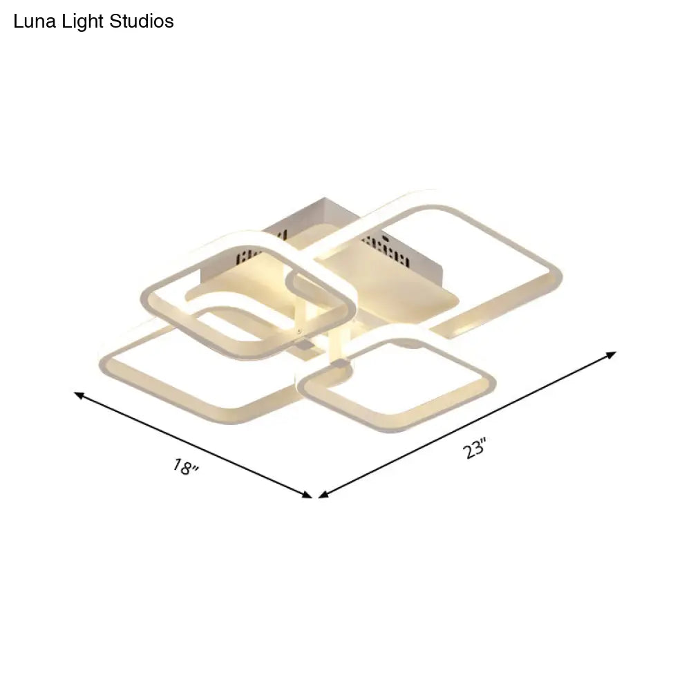 Modern Geometric Flush Light Acrylic Led Ceiling - 4/6/8 Lights Warm/White
