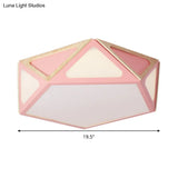 Modern Geometric Flush Light: Acrylic White/Pink/Yellow Led Ceiling Fixture Warm/White Light