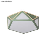 Modern Geometric Flush Light: Acrylic White/Pink/Yellow Led Ceiling Fixture Warm/White Light
