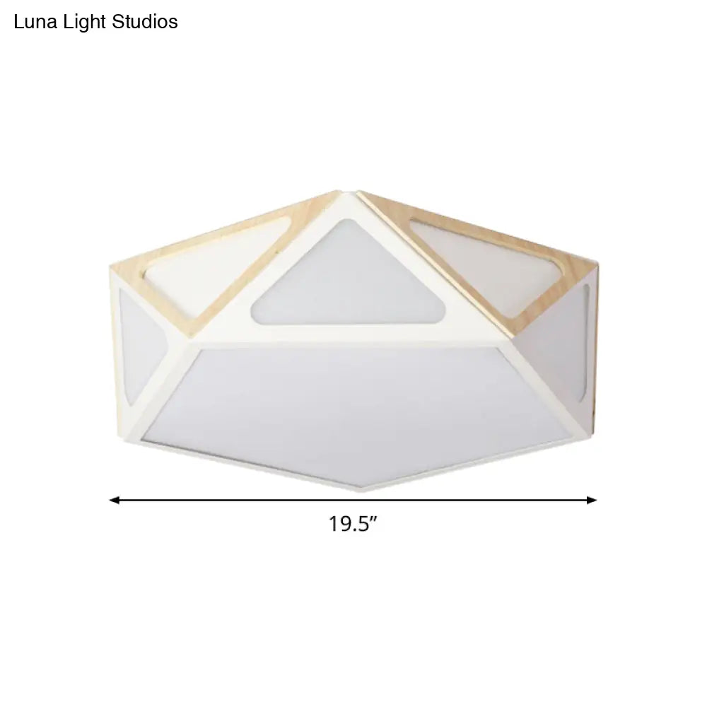 Modern Geometric Flush Light: Acrylic White/Pink/Yellow Led Ceiling Fixture Warm/White Light