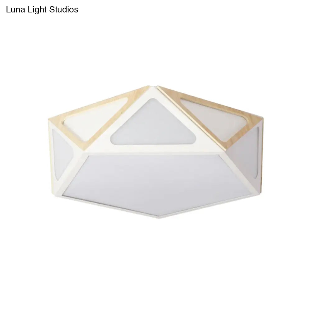 Modern Geometric Flush Light: Acrylic White/Pink/Yellow Led Ceiling Fixture Warm/White Light