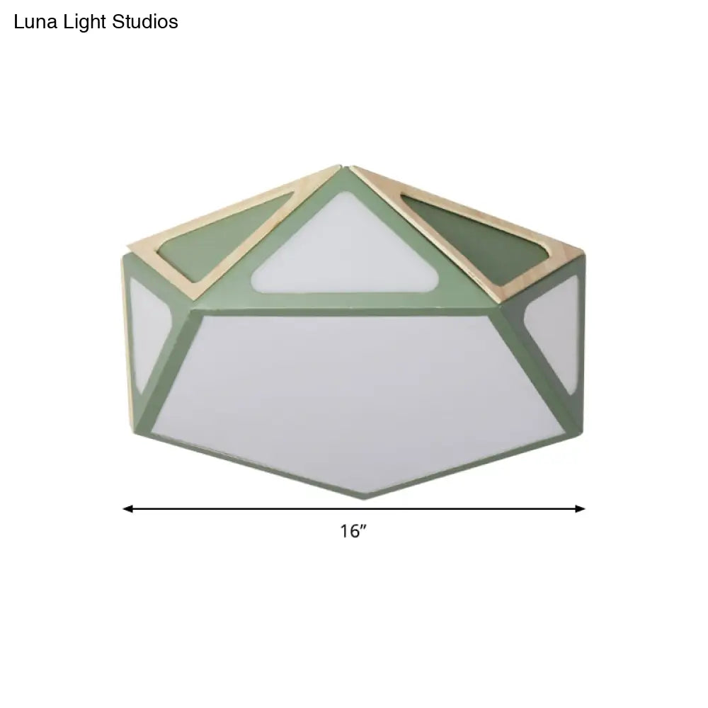 Modern Geometric Flush Light: Acrylic White/Pink/Yellow Led Ceiling Fixture Warm/White Light