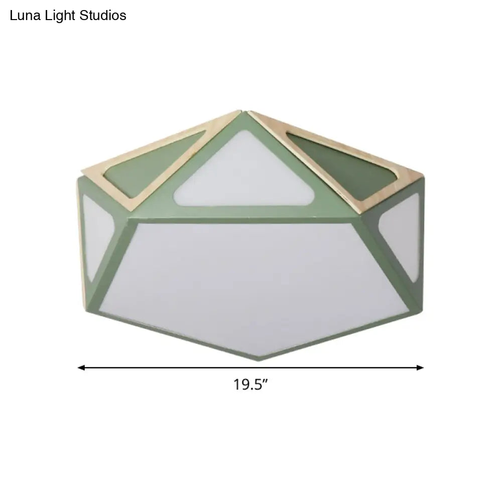 Modern Geometric Flush Light: Acrylic White/Pink/Yellow Led Ceiling Fixture Warm/White Light